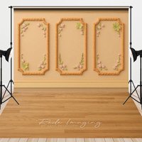 Aperturee Elegant Cream Wall and Wood Floor Combo Set Backdrop, Vintage Botanical Panel, Photography Studio Photo Prop, 7 x 5 ft / 7 x 5 ft, 97.4 U