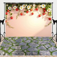 Aperturee Summer Strawberry Vine Floral Combo Set Backdrop, 7 x 5 ft / 7 x 5 ft, 97.4 USD, combo set backdrops, HFHD9J30-D, MATCYHD5A94-D
