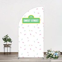 Aperturee Colorful Candy Sweet Street Birthday Half Moon Arch Backdrop, 1.6 x 4 ft (0.5 x 1.2 m), 98.18 USD, arch backdrop kit, JWGD5Q30YL-AJ