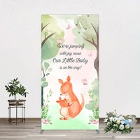 Aperturee Cute Kangaroo Jumping Baby Shower Rectangle Backdrop, 1.6 x 4 ft (0.5 x 1.2 m), 98.18 USD, arch backdrop kit, JWGD5Q81CF-AJ