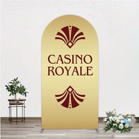 Aperturee Gold Casino Royale Inspired Arch Backdrop, James Bond 007 Themed Party Decor, Art Deco Adult Birthday, 1.6x4ft (50x120cm)