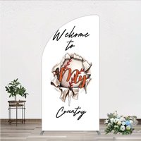 Aperturee Welcome to My Country Baseball Half Moon Arch Backdrop, Sports Theme Breakthrough Design Party Cover