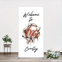 Aperturee Welcome to My Country Baseball Rectangle Backdrop, Sports Theme Breakthrough Design Party Cover