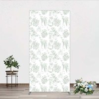 Aperturee Green Toile de Jouy Rectangle Backdrop, Vintage Horse Teddy Bear and Balloon Pattern Decoration