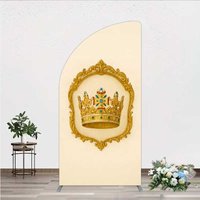 Aperturee Golden Royal Crown Half Moon Arch Backdrop, Ornate Jeweled King and Queen Birthday Party Decoration