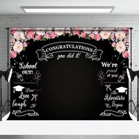 Aperturee Blackboard Pink Rose You Did It Congrats Grad Backdrop, 3X2FT(1MX0.6M), 14 USD, graduation backdrops, JWHD5Q09-M