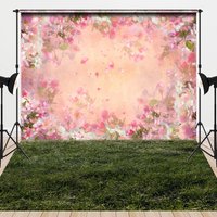 Aperturee Spring Pink Floral Greenery Floor Combo Set Backdrop, 7 x 5 ft / 7 x 5 ft, 97.4 USD, combo set backdrops, LH0F566-D, CYHD1I12-D