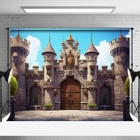 Aperturee Blue Sky Medieval Ancient City Wall Party Backdrop, 3X2FT(1MX0.6M), 14 USD, dance backdrops, LHF659A-M