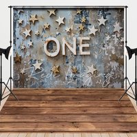 Aperturee Retro Blue Stars One Cake Smash Combo Set Backdrop, 7 x 5 ft / 7 x 5 ft, 97.4 USD, combo set backdrops, LRHD1K91-D, CYHD0O17-D
