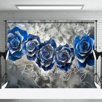 Aperturee Retro Blue Silver Abstract Floral Photo Backdrop, 3X2FT(1MX0.6M), 14 USD, floral backdrops, LRHD3K82-M