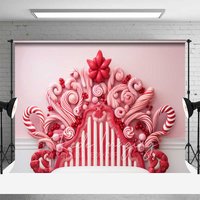 Aperturee Pink Sweet Fantasy Backdrop, Candy Swirl Headboard Pastel Wall Christmas Bed Photo Background, Kids Portrait