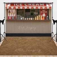 Aperturee Ice Cream Dessert Shop Brown Rug Combo Set Backdrop, 7 x 5 ft / 7 x 5 ft, 97.4 USD, combo set backdrops, LRHD8K15-D, MATLRHD7K73-D