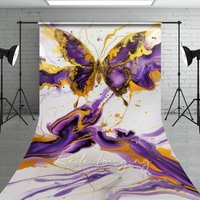Aperturee Artistic Purple Gold Abstract Butterfly Sweep Backdrop, 5 x 7 ft (1.5 x 2.1 m), 42 USD, sweep backdrops, LRSD1K55-D