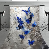 Aperturee Blue Silver Artistic Abstract Butterfly Sweep Backdrop, 5 x 7 ft (1.5 x 2.1 m), 42 USD, sweep backdrops, LRSD1K57-D