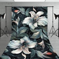 Aperturee Green White Funky Floral Fine Art Sweep Backdrop, 5 x 7 ft (1.5 x 2.1 m), 42 USD, sweep backdrops, LRSD1K94-D