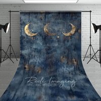 Aperturee Gold Sparkly Moons Blue Abstract Night Sweep Backdrop, 5 x 7 ft (1.5 x 2.1 m), 42 USD, sweep backdrops, LRSD2K16-D