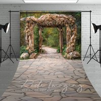 Aperturee Summer Floral Arch Pavilion Forest Path Sweep Backdrop, 5 x 7 ft (1.5 x 2.1 m), 42 USD, sweep backdrops, LRSD2K55-D