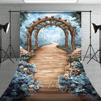 Aperturee Blue Sky Mountain Spring Floral Arch Sweep Backdrop, 5 x 7 ft (1.5 x 2.1 m), 42 USD, sweep backdrops, LRSD2K90-D