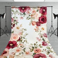 Aperturee Painted Red Pink Spring Florals Sweep Photo Backdrop, 5 x 7 ft (1.5 x 2.1 m), 42 USD, sweep backdrops, LRSD2K94-D