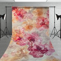 Aperturee Pink Orange Abstract Floral Pattern Sweep Backdrop, 5 x 7 ft (1.5 x 2.1 m), 42 USD, sweep backdrops, LRSD3K23-D