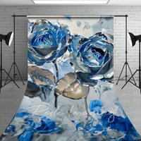 Aperturee Blue Grey Abstract Floral Fine Art Sweep Backdrop, 5 x 7 ft (1.5 x 2.1 m), 42 USD, sweep backdrops, LRSD4K40-D