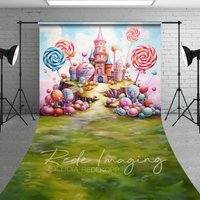 Aperturee Fairytale Candy Castle Cake Smash Sweep Backdrop, 5 x 7 ft (1.5 x 2.1 m), 42 USD, sweep backdrops, LRSD4K52-D