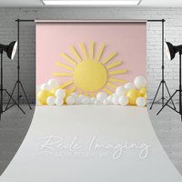 Aperturee Pink Sun Balloons Summer Cake Smash Sweep Backdrop, 5 x 7 ft (1.5 x 2.1 m), 42 USD, sweep backdrops, LRSD4K86-D