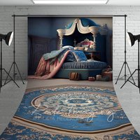 Aperturee Navy Royal Retro Princess Bedroom Sweep Backdrop, 5 x 7 ft (1.5 x 2.1 m), 42 USD, sweep backdrops, LRSD4K91-D