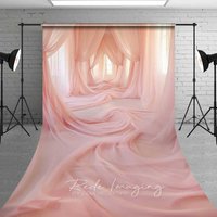 Aperturee Pink Tulle Curtains Sweep Backdrop Ethereal Studio Floor Prop Elegant Decoration Professional Photography Rubber Floor Mat