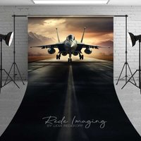 Aperturee Fighter Jet Runway Sweep Backdrop Asphalt Studio Floor Prop Military Decoration Professional Photography Rubber Floor Mat