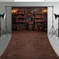 Aperturee Wizard's Library Bookshelf Sweep Backdrop, Magical Alchemist Study for Fantasy, Halloween Photo Shoots, 5x7ft (WxH), 42 USD, sweep backdro