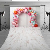 Aperturee Colorful Balloon Arch Sweep Photo Backdrop Studio Background