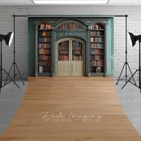 Aperturee Vintage Library Bookshelf Sweep Photo Backdrop Interior Photo Background