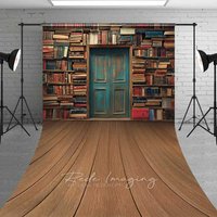 Aperturee Vintage Library Book Sweep Photo Backdrop Retro Interior Photo Background