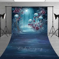 Aperturee Fantasy Blue Forest Sweep Photo Backdrop Fairytale Photo Background