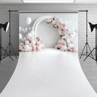 Aperturee Elegant White Arch Floral Sweep Photo Backdrop Studio Photo Background