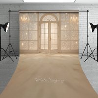 Aperturee Elegant French Doors with Sparkles Sweep Backdrop, Winter Palace Ballroom, Christmas or Wedding Photo Floor, 5x7ft (WxH)