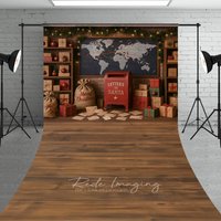 Aperturee Christmas Mailroom Sweep Backdrop, Santa's Workshop with Letters and Packages, Holiday Photo Studio Floor Drop, 5x7ft (WxH)