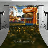 Aperturee Glowing Carnival Ticket Booth Cake Smash Backdrop, Night Ferris Wheel Grass Sweep Portrait Studio Background