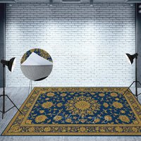 Aperturee Baroque Navy Gold Fabric Floor Backdrop For Photo, 5X3FT(1.5X1M), 41.2 USD, fabric floor backdrops, MATLRHD7K00-E