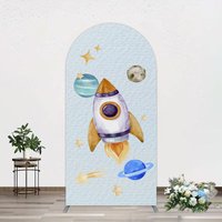 Aperturee Cartoon Starry Sky Rocket Birthday Arch Backdrop, 1.6 x 4 ft (0.5 x 1.2 m), 98.18 USD, arch backdrop kit, MJHD0L06-AJ
