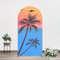 Aperturee Summer Seagull Sunset Coconut Tree Arch Backdrop, 1.6 x 4 ft (0.5 x 1.2 m), 98.18 USD, arch backdrop kit, MJHD0L07-AJ