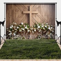 Aperturee Wooden Cross Wall Floral Easter Combo Set Backdrop, 7 x 5 ft / 7 x 5 ft, 97.4 USD, combo set backdrops, MMHD0B80-D, CYHD1I12-D