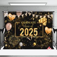 Aperturee Bokeh Black Gold Balloons Cheers Graduation Backdrop, 3X2FT(1MX0.6M), 14 USD, graduation backdrops, NYHD11316948-M
