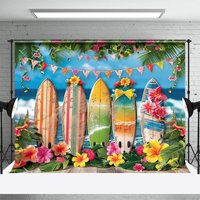 Aperturee Hawaiian Beach Surfboard Flag Summer Vibe Backdrop, 3X2FT(1MX0.6M), 14 USD, summer backdrops, NYHD11429862-M