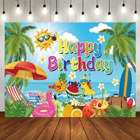 Aperturee Summer Vibe Coconut Beach Happy Birthday Backdrop, 5X3FT(1.5X8M), 287.21 USD, birthday backdrops, NYHD13001009-E