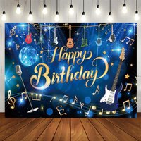 Aperturee Musician Disco Ball Glitter Happy Birthday Backdrop, 5X3FT(1.5X1M), 15.07 USD, birthday backdrops, NYHD13001028-E
