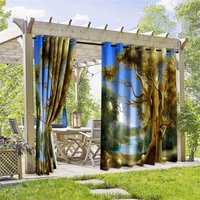 Aperturee Giant Trees Scene Waterproof Printed Outdoor Curtains, W52in x L84in, 19.99 USD, printed outdoor curtains, S0D12006-S