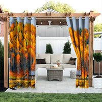 Aperturee Autumn Rural Farm Waterproof Printed Outdoor Curtains, W52in x L84in, 19.99 USD, printed outdoor curtains, S0D12018-S