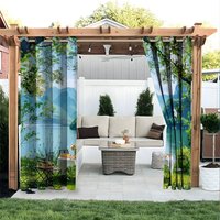 Aperturee Wild Camping Waterproof Printed Outdoor Curtains, W52in x L84in, 19.99 USD, printed outdoor curtains, S0D12050-S